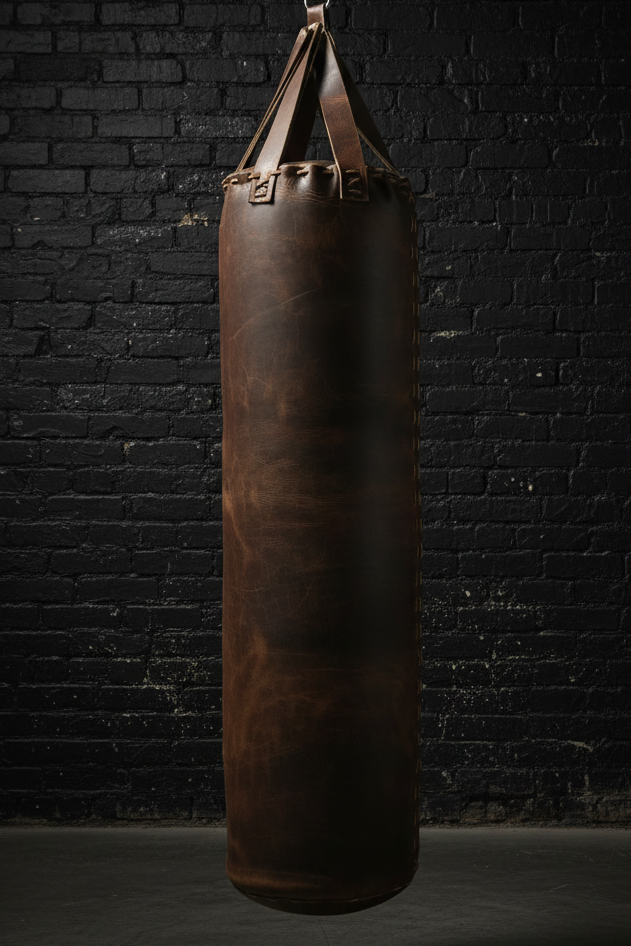 52”x16”, 110lb Custom luxury leather vintage heavy bag.