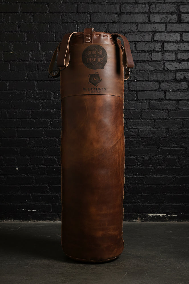 52”x16”, 110lb Custom luxury leather vintage heavy bag.