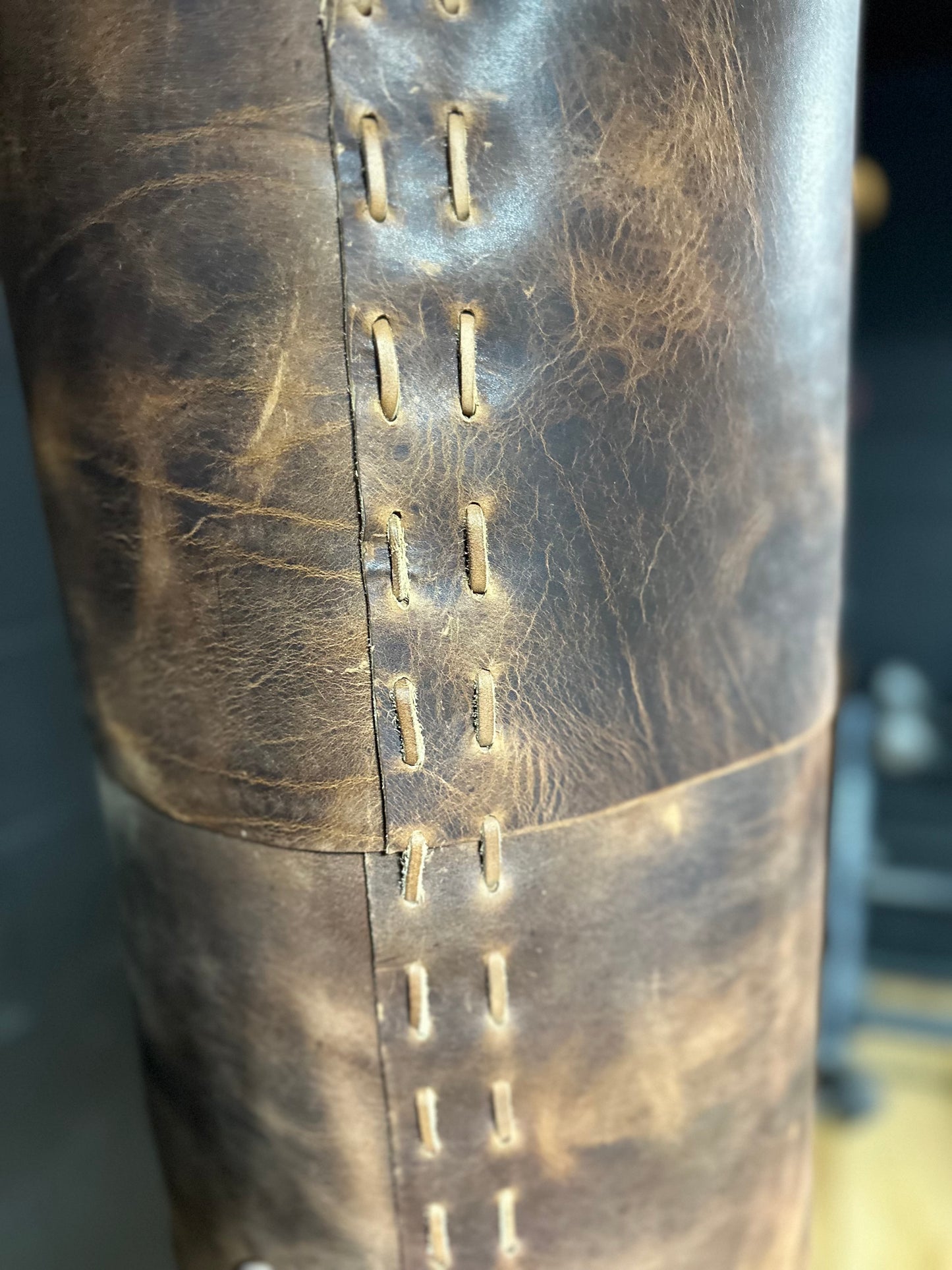 52”x16”, 110lb Custom luxury leather vintage heavy bag.