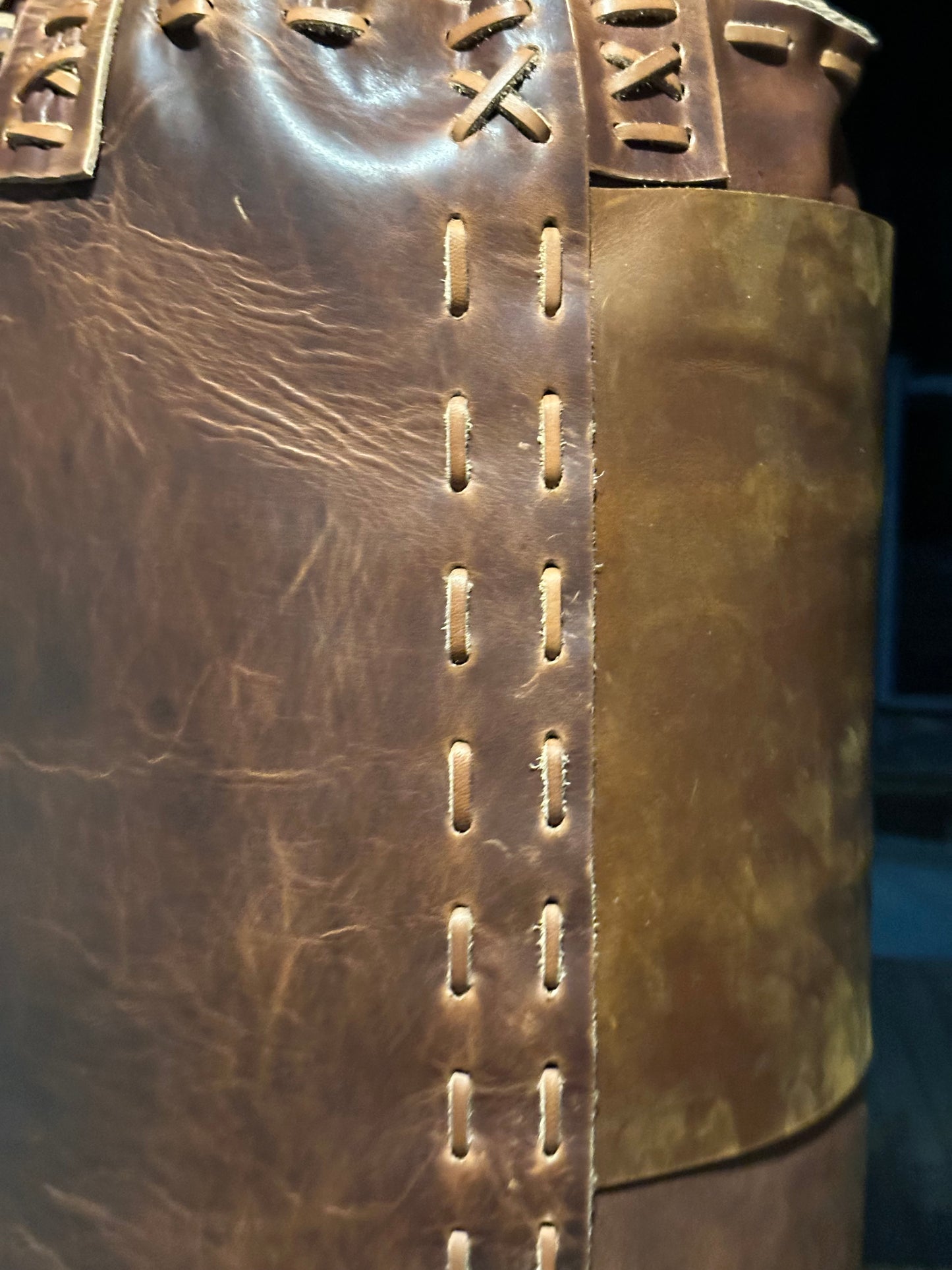 52”x16”, 110lb Custom luxury leather vintage heavy bag.